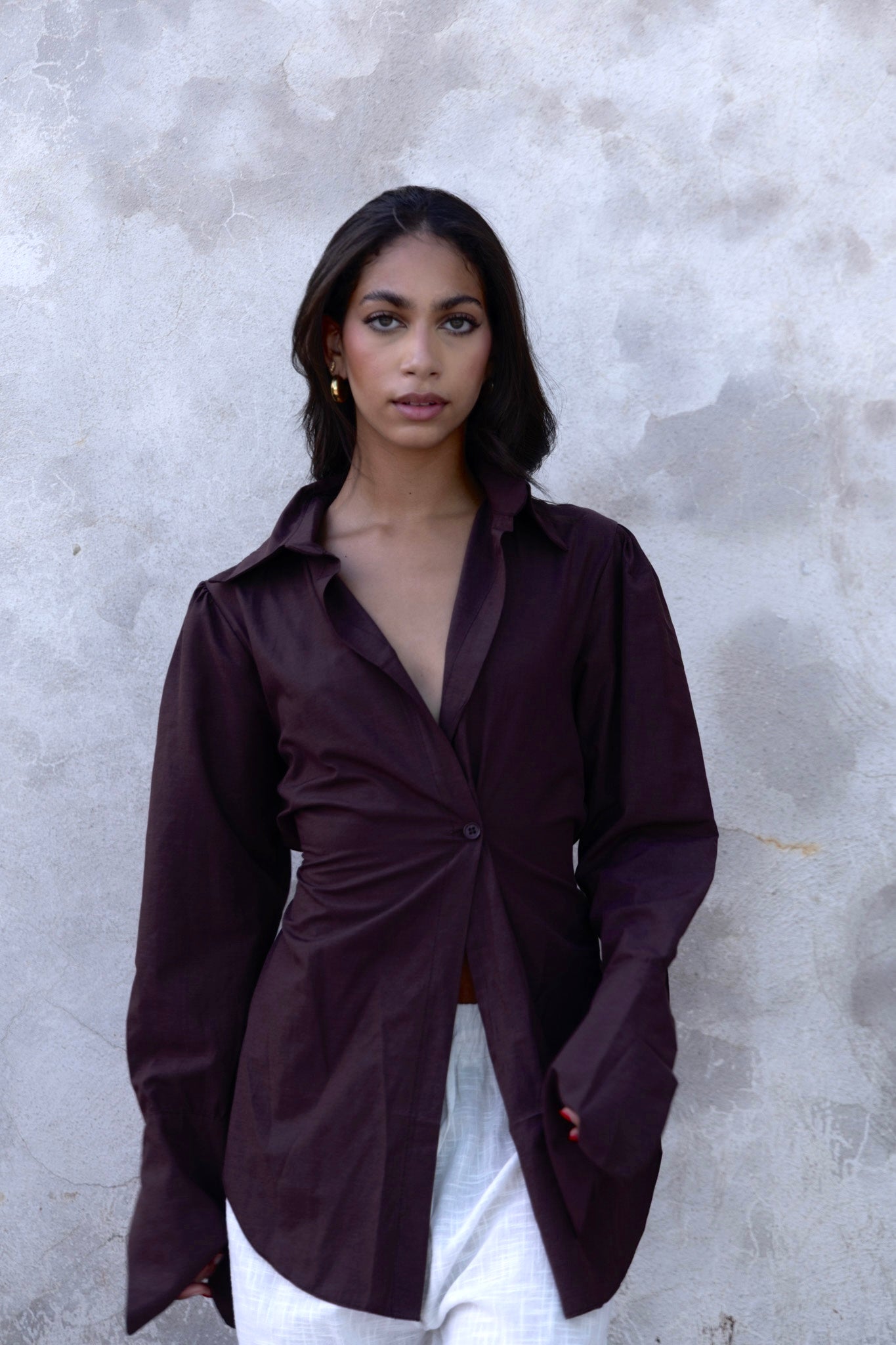 Tie Brown Buttoned Shirt
