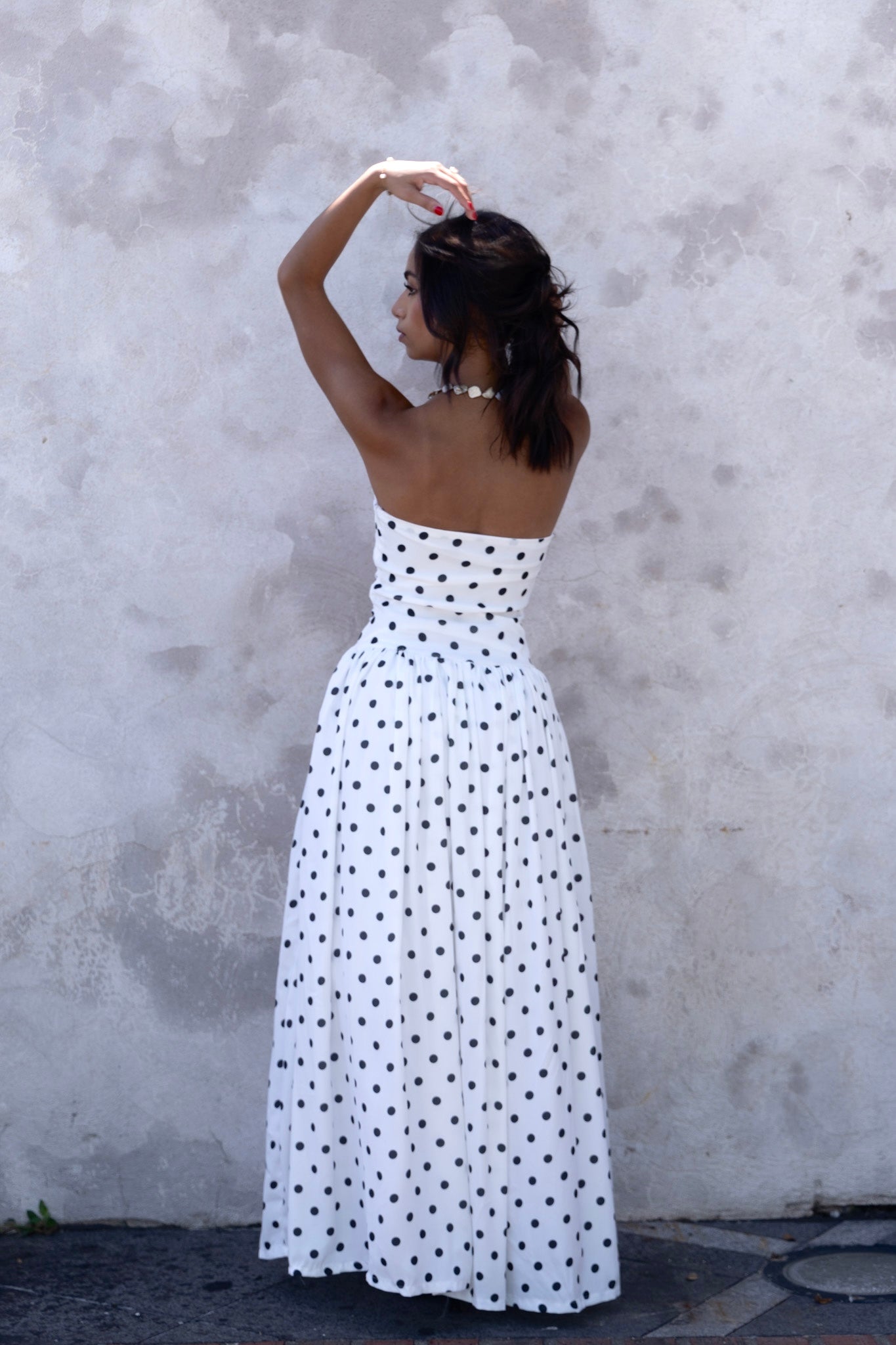 Dots Strapless Long Dress