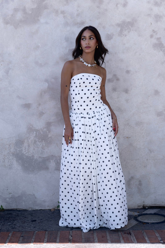 Dots Strapless Long Dress